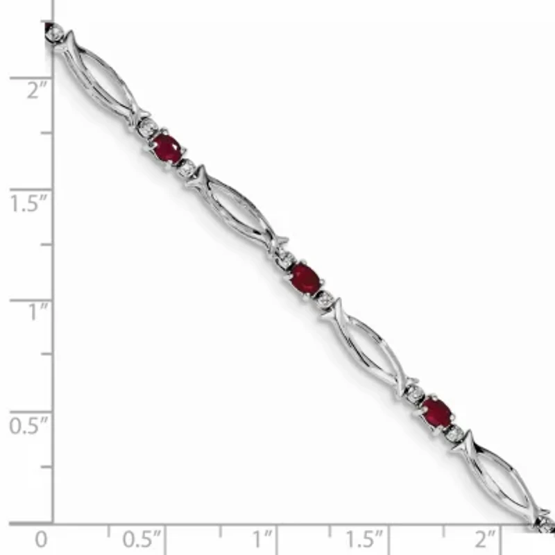 1.81 ct. t.w. Composite Ruby and 0.01 ct. t.w. Diamond Bracelet in Rhodium-plated Sterling Silver