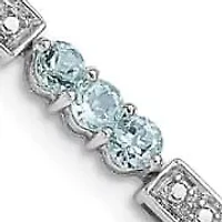 1.44 ct. t.w. Aquamarine and Diamond Accent Bracelet in Rhodium-plated Sterling Silver