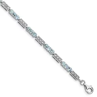 1.44 ct. t.w. Aquamarine and Diamond Accent Bracelet in Rhodium-plated Sterling Silver