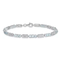 1.44 ct. t.w. Aquamarine and Diamond Accent Bracelet in Rhodium-plated Sterling Silver