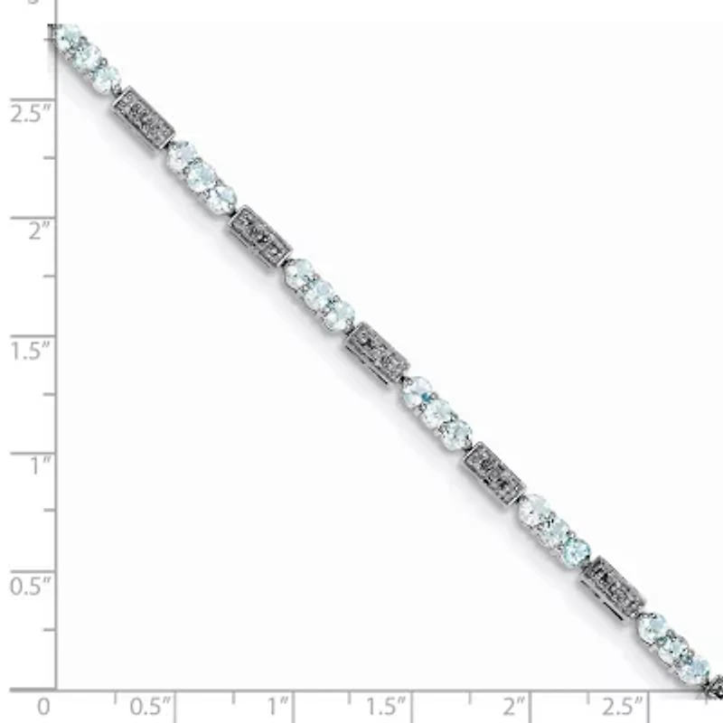 1.44 ct. t.w. Aquamarine and Diamond Accent Bracelet in Rhodium-plated Sterling Silver