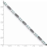 1.44 ct. t.w. Aquamarine and Diamond Accent Bracelet in Rhodium-plated Sterling Silver