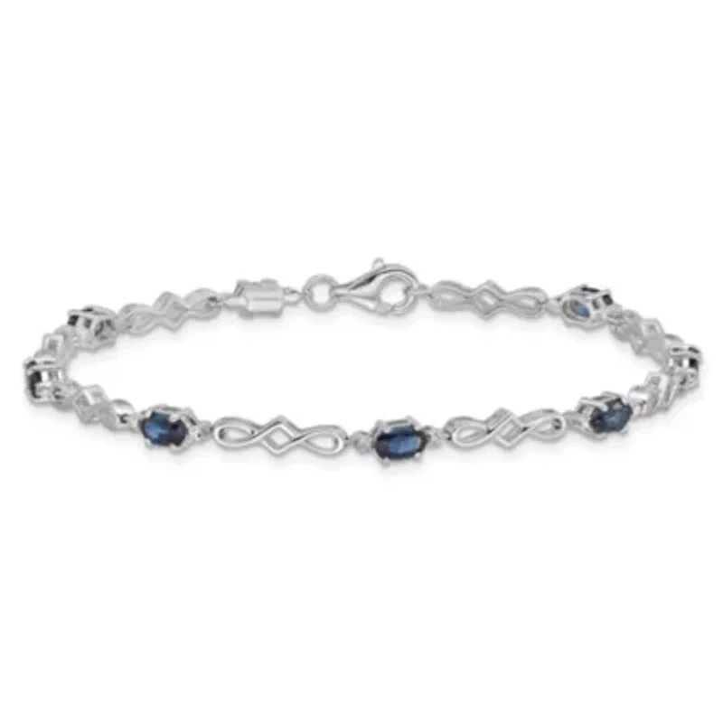 2.52 ct. t.w. Sapphire and 0.01 ct. t.w. Diamond Bracelet in Rhodium-plated Sterling Silver