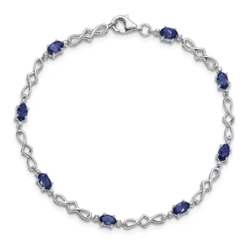 2.52 ct. t.w. Sapphire and 0.01 ct. t.w. Diamond Bracelet in Rhodium-plated Sterling Silver