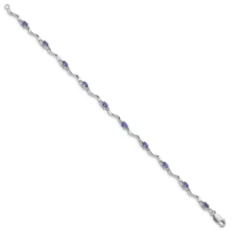 2 ct. t.w. Tanzanite and Diamond Accent Bracelet in Rhodium-plated Sterling Silver