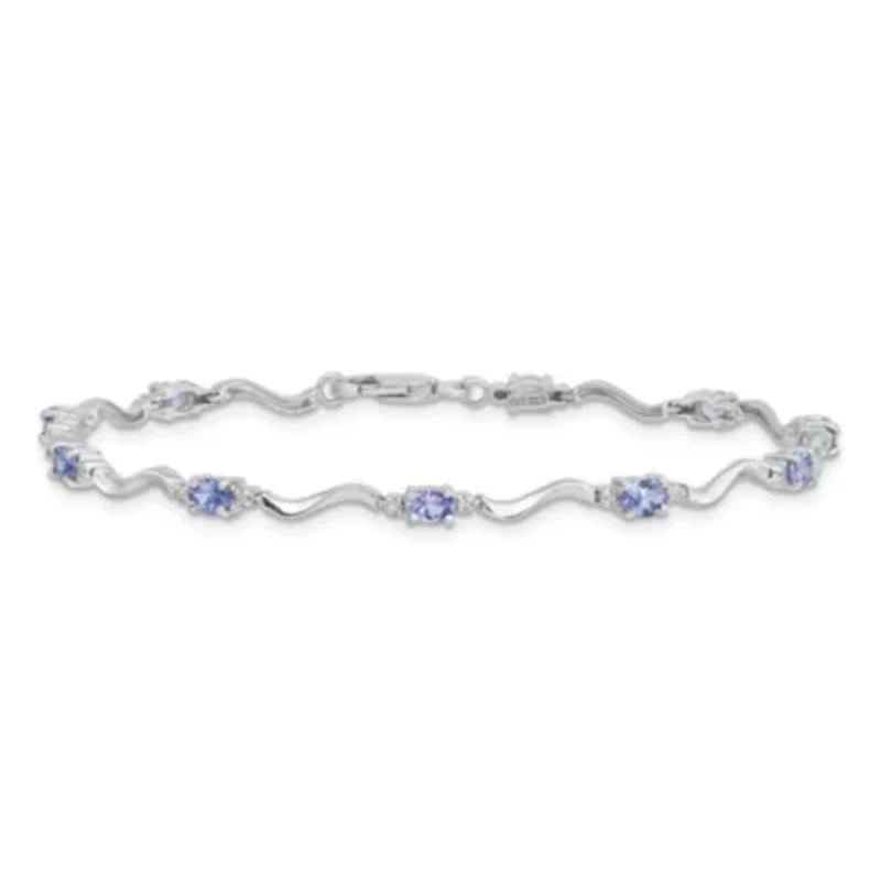 2 ct. t.w. Tanzanite and Diamond Accent Bracelet in Rhodium-plated Sterling Silver