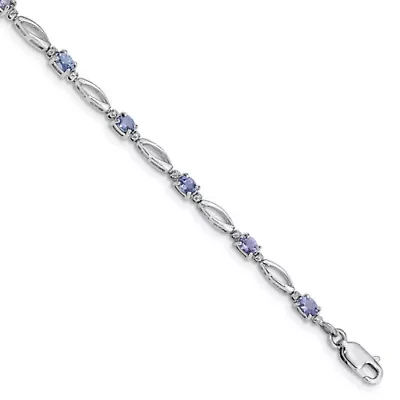 2.4 ct. t.w. Tanzanite and Diamond Accent Bracelet in Rhodium-plated Sterling Silver