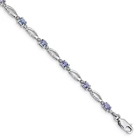 2.4 ct. t.w. Tanzanite and Diamond Accent Bracelet in Rhodium-plated Sterling Silver