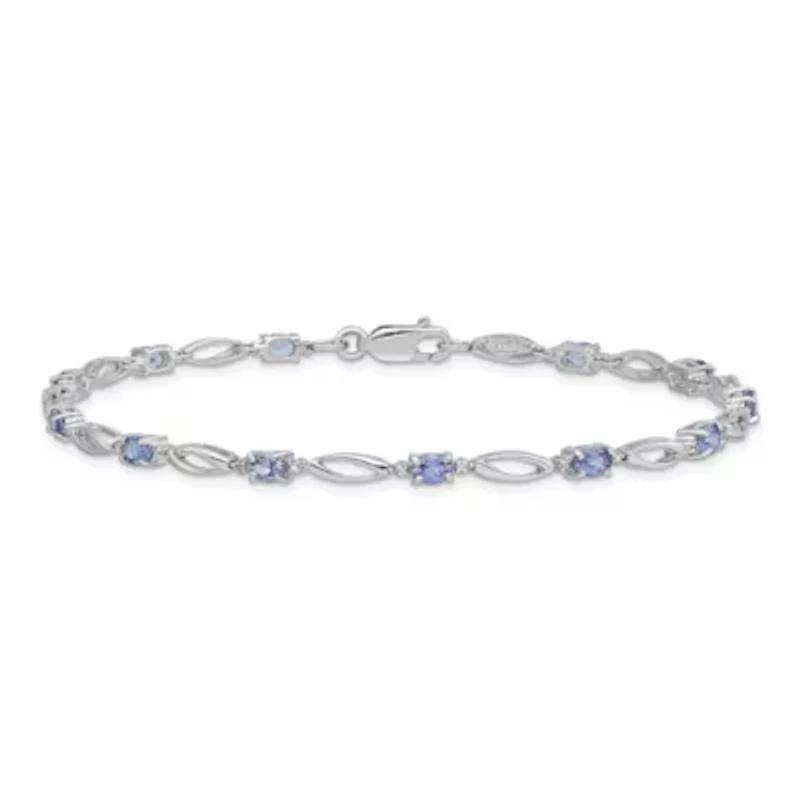 2.4 ct. t.w. Tanzanite and Diamond Accent Bracelet in Rhodium-plated Sterling Silver