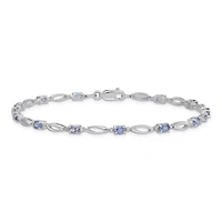 2.4 ct. t.w. Tanzanite and Diamond Accent Bracelet in Rhodium-plated Sterling Silver