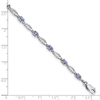 2.4 ct. t.w. Tanzanite and Diamond Accent Bracelet in Rhodium-plated Sterling Silver