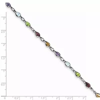 1 ct. t.w. Amethyst, 1.29 ct. t.w. Swiss Blue Topaz, 1.02 ct. t.w. Citrine, 1.35 ct. t.w. Garnet and 3/4 ct. t.w. Peridot Rainbow Gemstone Bracelet in Rhodium-plated Sterling Silver