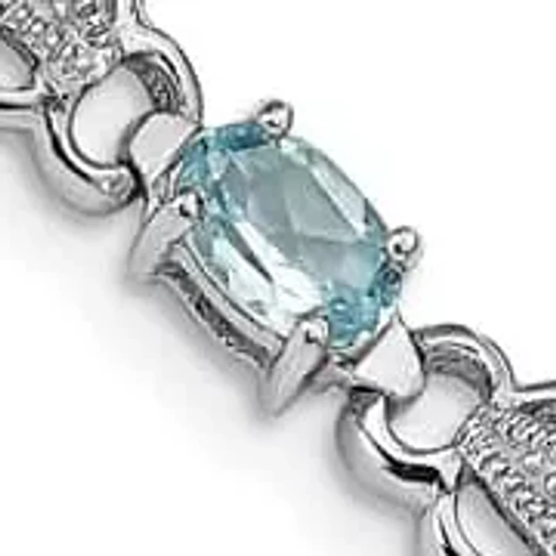 4.4 ct. t.w. Aquamarine and Diamond Accent Bracelet in Rhodium-plated Sterling Silver