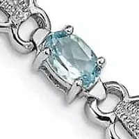 4.4 ct. t.w. Aquamarine and Diamond Accent Bracelet in Rhodium-plated Sterling Silver
