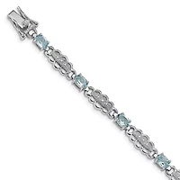 4.4 ct. t.w. Aquamarine and Diamond Accent Bracelet in Rhodium-plated Sterling Silver