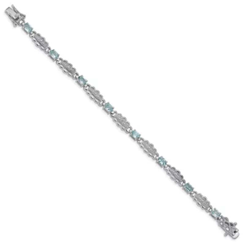 4.4 ct. t.w. Aquamarine and Diamond Accent Bracelet in Rhodium-plated Sterling Silver
