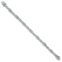 4.4 ct. t.w. Aquamarine and Diamond Accent Bracelet in Rhodium-plated Sterling Silver