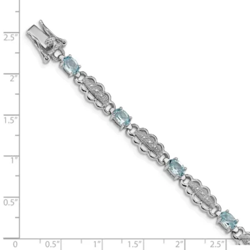 4.4 ct. t.w. Aquamarine and Diamond Accent Bracelet in Rhodium-plated Sterling Silver