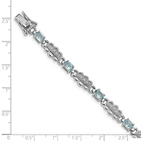 4.4 ct. t.w. Aquamarine and Diamond Accent Bracelet in Rhodium-plated Sterling Silver