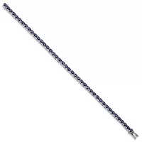 6.51 ct. t.w. Oval Blue Sapphire 7.5-inch Bracelet in Rhodium-plated Sterling Silver