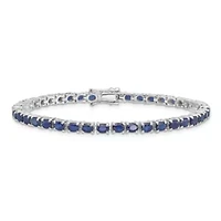 6.51 ct. t.w. Oval Blue Sapphire 7.5-inch Bracelet in Rhodium-plated Sterling Silver