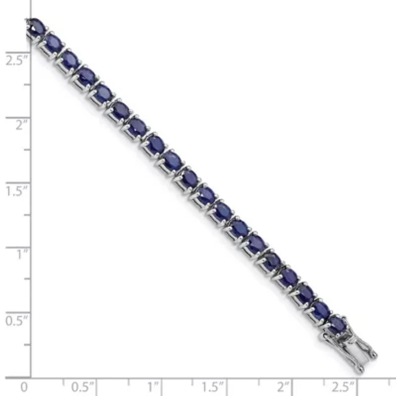 6.51 ct. t.w. Oval Blue Sapphire 7.5-inch Bracelet in Rhodium-plated Sterling Silver