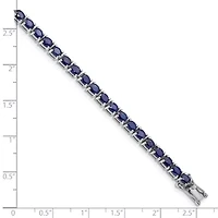 6.51 ct. t.w. Oval Blue Sapphire 7.5-inch Bracelet in Rhodium-plated Sterling Silver