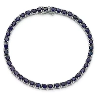 6.51 ct. t.w. Oval Blue Sapphire 7.5-inch Bracelet in Rhodium-plated Sterling Silver