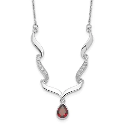 1.3 ct. t.w. Garnet and 0.034 ct. t.w. White Topaz with 2-inch Extender Necklace in Rhodium-plated Sterling Silver