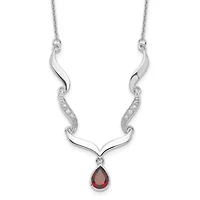 1.3 ct. t.w. Garnet and 0.034 ct. t.w. White Topaz with 2-inch Extender Necklace in Rhodium-plated Sterling Silver