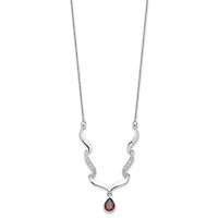 1.3 ct. t.w. Garnet and 0.034 ct. t.w. White Topaz with 2-inch Extender Necklace in Rhodium-plated Sterling Silver