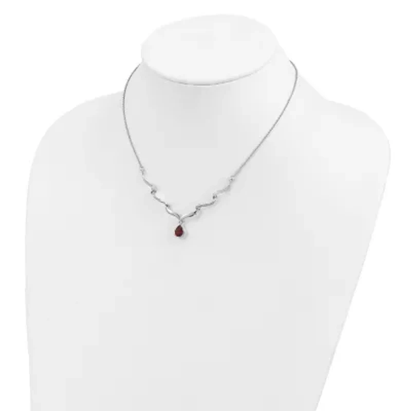 1.3 ct. t.w. Garnet and 0.034 ct. t.w. White Topaz with 2-inch Extender Necklace in Rhodium-plated Sterling Silver