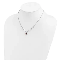 1.3 ct. t.w. Garnet and 0.034 ct. t.w. White Topaz with 2-inch Extender Necklace in Rhodium-plated Sterling Silver