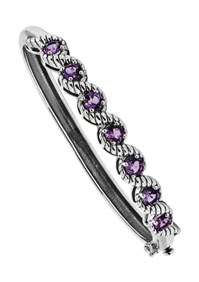 2.8 ct. t.w. Amethyst Hinged Bangle in Rhodium-Plated Sterling Silver