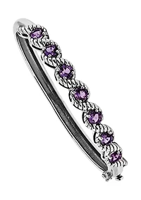 2.8 ct. t.w. Amethyst Hinged Bangle in Rhodium-Plated Sterling Silver