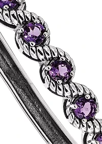 2.8 ct. t.w. Amethyst Hinged Bangle in Rhodium-Plated Sterling Silver