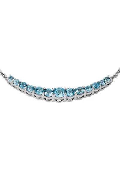 1 ct. t.w. Blue Topaz Pendant with Necklace in Rhodium-Plated Sterling Silver