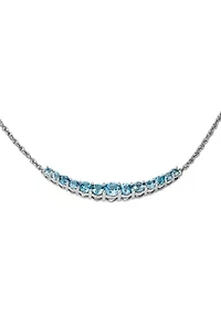 1 ct. t.w. Blue Topaz Pendant with Necklace in Rhodium-Plated Sterling Silver