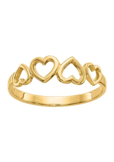 14K Yellow Gold Heart Ring