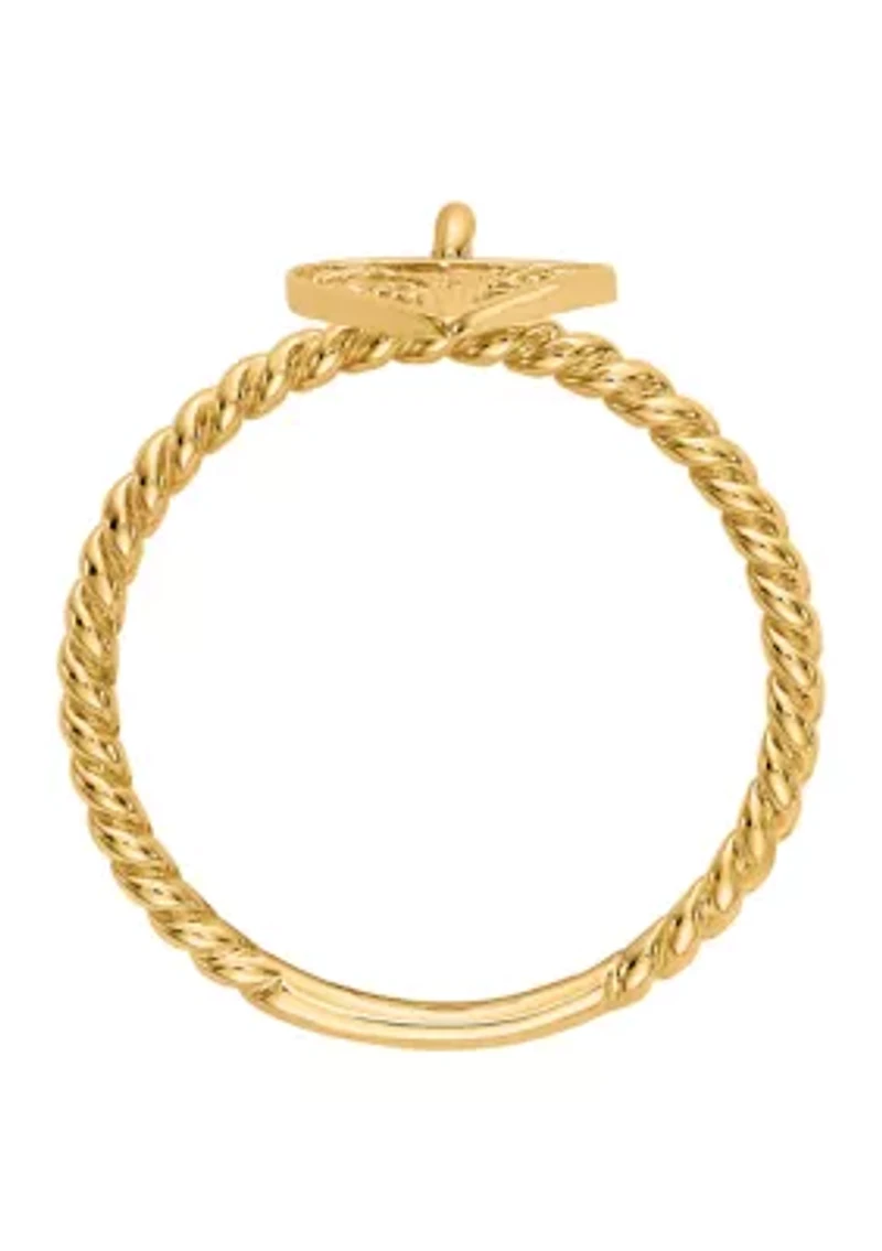 14K Yellow Gold Dangle Heart Ring