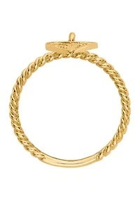 14K Yellow Gold Dangle Heart Ring