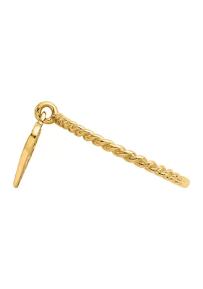 14K Yellow Gold Dangle Heart Ring