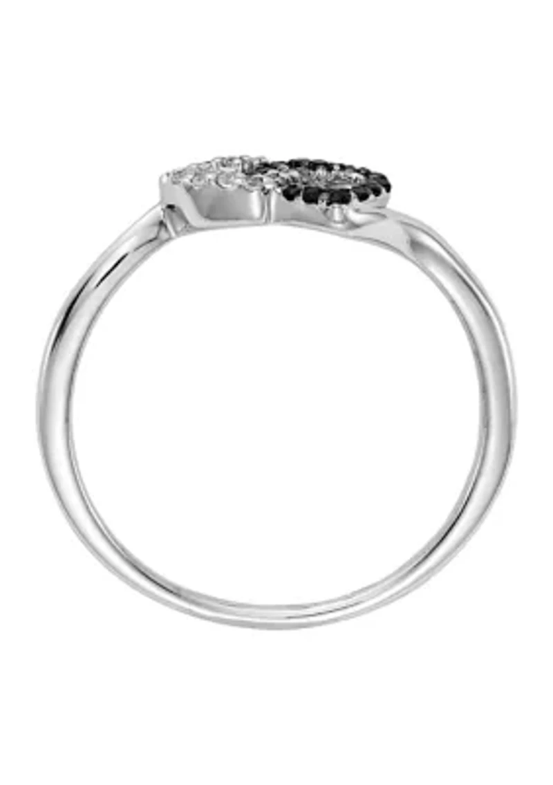1/10 ct. t.w. Black and White Diamond Double Heart Ring 14K Gold