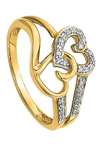 1/10 ct. t.w. Diamond Hearts Ring 14K Yellow Gold