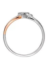 1/10 ct. t.w. Diamond Polished Double Heart Ring 14K White and Rose Gold