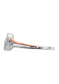 1/10 ct. t.w. Diamond Polished Double Heart Ring 14K White and Rose Gold