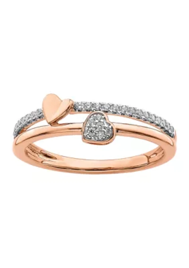 1/8 ct. t.w. Diamond Hearts Polished Ring 14K Rose Gold