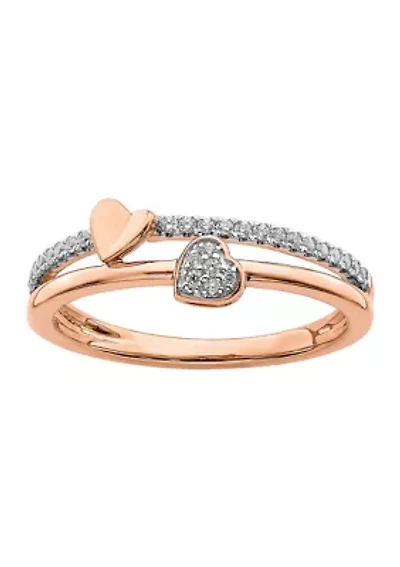 1/8 ct. t.w. Diamond Hearts Polished Ring 14K Rose Gold