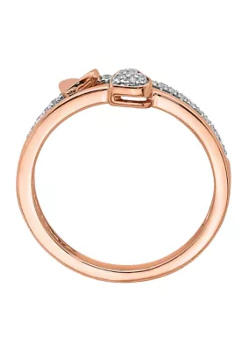 1/8 ct. t.w. Diamond Hearts Polished Ring 14K Rose Gold