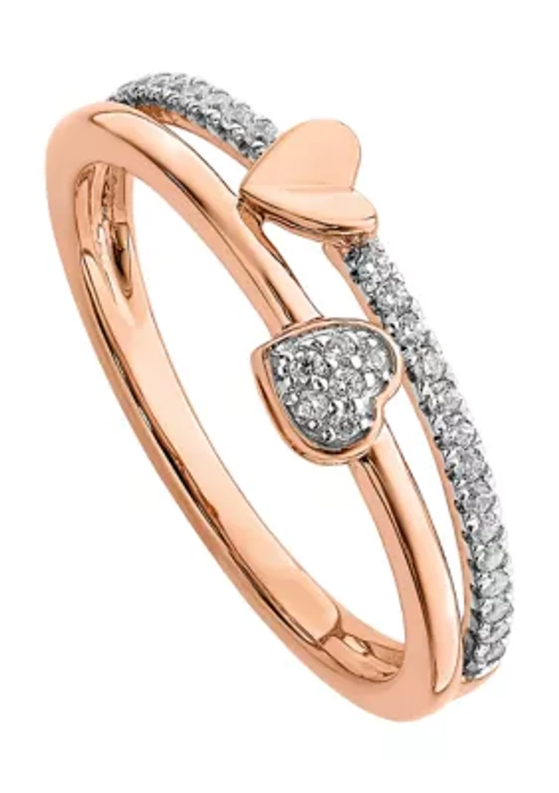 1/8 ct. t.w. Diamond Hearts Polished Ring 14K Rose Gold